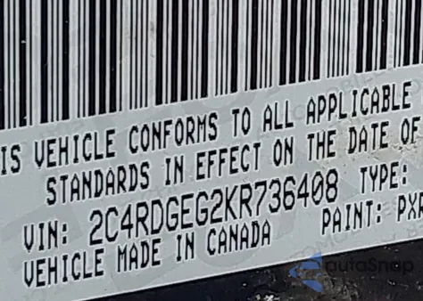 2019 Dodge Grand Caravan Gt z USA, uszkodzony, nr VIN 2C4RDGEG2KR736408